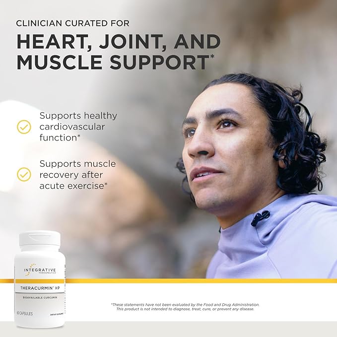Integrative Therapeutics Theracurmin HP - Heart & Joint Health Support* - Muscle Recovery Support* - 27x More Bioavailable Than Standard Curcumin Extract - 60 Capsules (30 Servings)