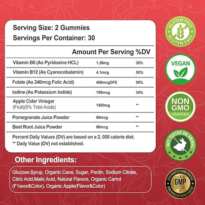 (2 Pack) Keto Apple Cider Vinegar Gummies, Keto ACV Gummy Diet Supplement, Advanced 1500mg ACV Gummies with Folate, B12、B6 and Keto Support for Women Men, Gelatin- Free, Vegan & Non-GMO (Multi-Flavor)