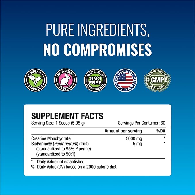 Approved Science Creatine Monohydrate Powder – with BioPerine – Supports Strength, Lean Muscle & Recovery – 5 g Per Serving – Unflavored Creatine Powder – Non-GMO, Vegan – 120 Servings (Pack of 2)