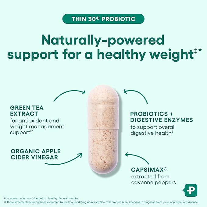 Physician's CHOICE Probiotics for Weight Management & Bloating - 6 Probiotic Strains - Prebiotics - Key ingredient Cayenne - Supports Gut Health - Weight Management for Women & Men - Green Tea - 60 CT