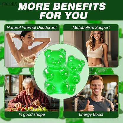Body Magic Gummies, Chlorophyll Supplement with Peppermint & Chlorella - 60 Gummies, Lychee Flavor, Plant-Based Pectin, Supports Overall Wellness & Freshness