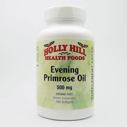 Holly Hill Health Foods, Evening Primrose Oil 500 MG, Hexane Free, 180 Softgels