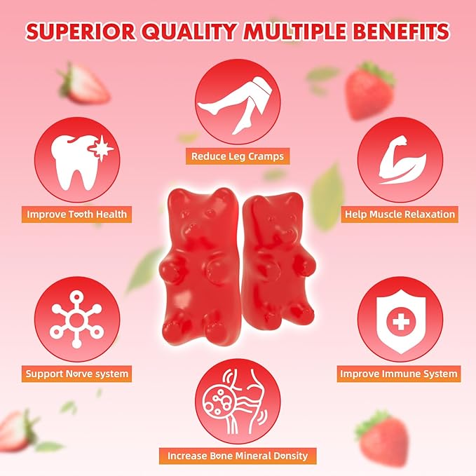 2 Pack Calcium Citrate Gummies 1200 mg, Calcium Supplement for Women & Men, Ultimate Absorption Calcium Gummies for Bone, Muscle & Immune Support, Strawberry Flavor, 120 Count