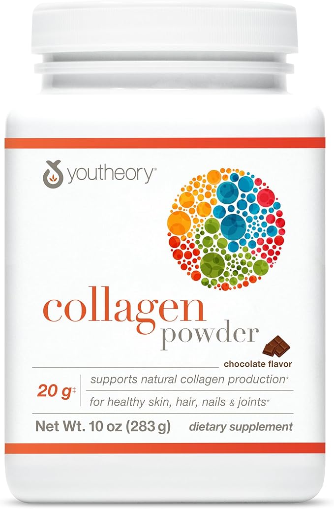 Youtheory Collagen Powder - Hydrolyzed Collagen Peptides with Vitamin C - Supports Healthy Bones, Joints & Immune System* - Chocolate - 10 oz (10-Day Supply)
