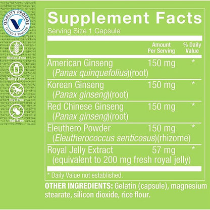 The Vitamin Shoppe Ginseng - Energy Support, Mental Clarity & Adaptogenic Wellness (120 Capsules)