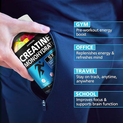 Creatine Monohydrate Gummies - Clean Creatine for Women Men for Muscle Strength, Improving Endurance & Post Workout Recovery - Creatine Supplement Mixed Fruit Flavors (160 Gummies)