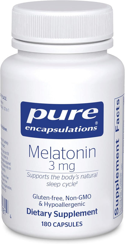 Pure Encapsulations Melatonin 3 mg - Antioxidant Supplement to Support Natural Sleeping & Relief of Occasional Sleeplessness - for Natural Sleep Support* - 180 Capsules