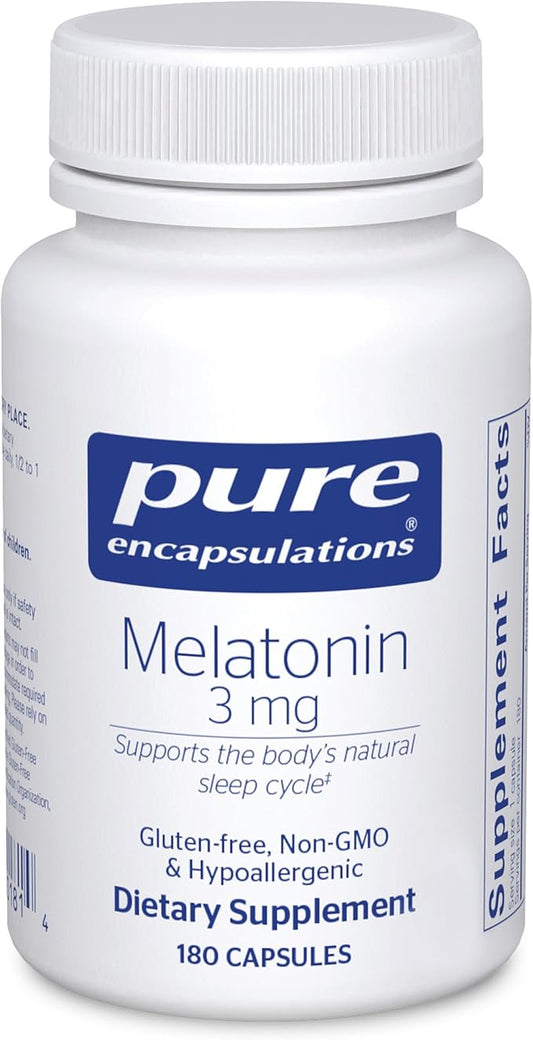 Pure Encapsulations Melatonin 3 mg - Antioxidant Supplement to Support Natural Sleeping & Relief of Occasional Sleeplessness - for Natural Sleep Support* - 180 Capsules