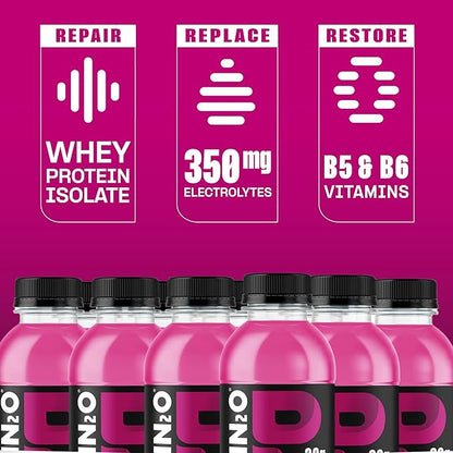 Protein2o Hydration Drink - 2-in-1 Liquid Clear Whey Protein Isolate and Electrolyte Drink - 20g Protein, Vitamins B5, B6 - Post-Workout Recovery - 16.9 Fl Oz - 12 Count Mixed Berry