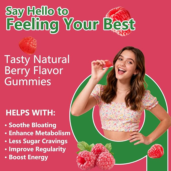 Probiotic Kombucha Gummy - Prebiotics, Probiotics, Postbiotics, Fiber Supplement, Slippery Elm for Bloating, Gut Health, Women and Men, 60ct