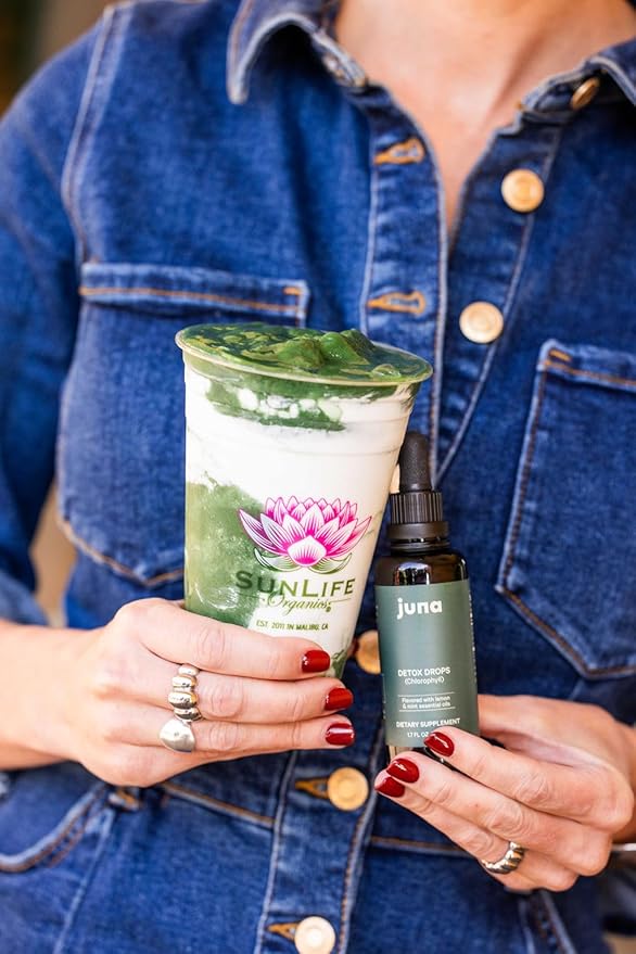 Juna Detox Chlorophyll Drops — Daily Wellness & Detox Support | Lemon Mint Spa Water Taste | Supports Cellular Health, Cleanse, and Internal Freshness | 60mg Chlorophyll per Serving