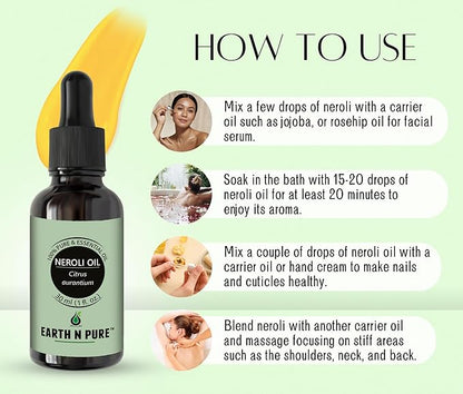 Earth N Pure Neroli Essential Oil Natural and Therapeutic Grade 50 ml