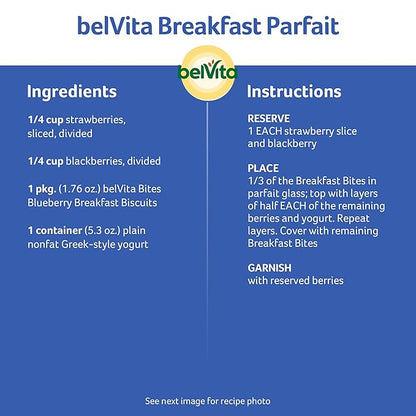 belVita Bite Size Snacks Variety Pack, Blueberry, Chocolate and Cinnamon Brown Sugar Crunchy Bites, 40 Snack Packs