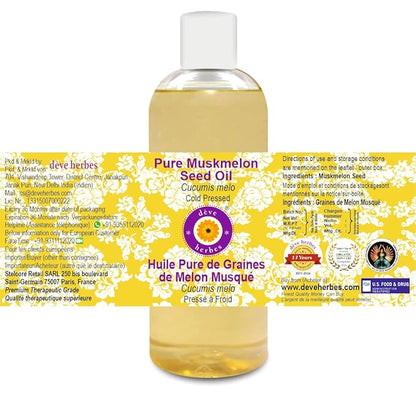 dève herbes Pure Muskmelon Seed Oil (Cucumis melo) Cold Pressed 200ml (6.76 oz)