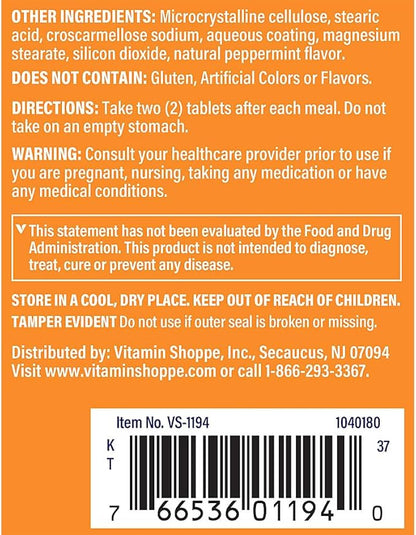 The Vitamin Shoppe Digestive Enzymes - Complete Multi-Enzyme Formula | Protein Fat Carb Digestion | 100 Tablets | Plant-Based
