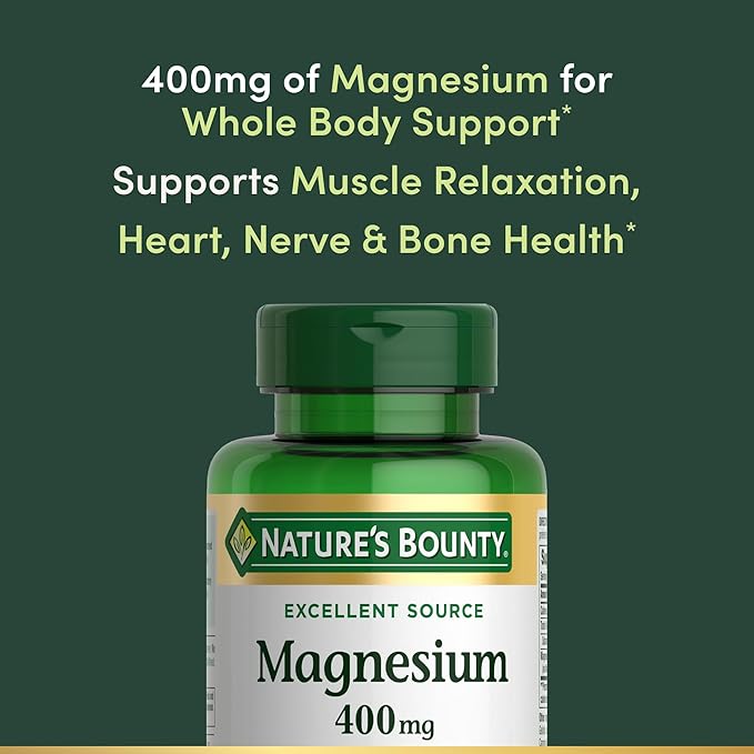 Nature's Bounty Magnesium 400 mg Softgel, Whole Body Support, Magnesium Supplements for Men and Women, Heart, Nerve & Bone Health, 75 Softgels (Pack of 1)