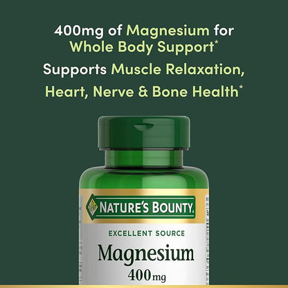 Nature's Bounty Magnesium 400 mg Softgel, Whole Body Support, Magnesium Supplements for Men and Women, Heart, Nerve & Bone Health, 75 Softgels (Pack of 1)