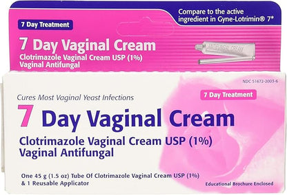 Clotrimazole USP 1% 7-Day Vaginal Cream 1.5 Oz (45g) Yeast Infection Treatment, Feminine Anti-Itch Cream for External Itching & Irritation (Pack of 4)