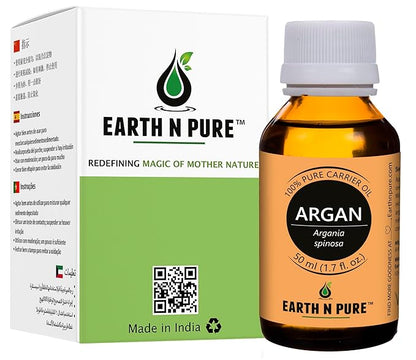 Earth N Pure Argan Oil for Hair Styling, Hair Growth, Hairfall Control - Natural and Therapeutic Grade 50 ml