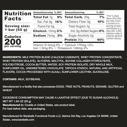 Barebells Protein Bars - Protein Snacks with High Protein - Chocolate Protein Bars - Perfect on The Go Protein Snack & Breakfast Bars (12 Count (Pack of 2), Cookies and Cream)