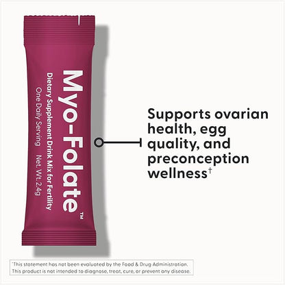 Fairhaven Health Folate and Myo Inositol Powder for Women - 1 Per Day, Female Fertility Supplement, Ovarian Health and Egg Quality - 2000 mg Myo-Inositol and 333 mcg Methylfolate – 30 Stick Packs