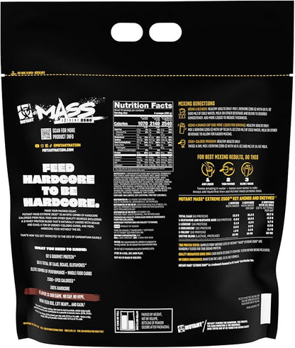 Mutant Mass Extreme 2500 - High Calorie Mass Gainer Whey Protein Powder with Creatine & Amino Acids - Muscle Building & Weight Gain Supplement for Hard Gainers - Triple Chocolate 12 lbs