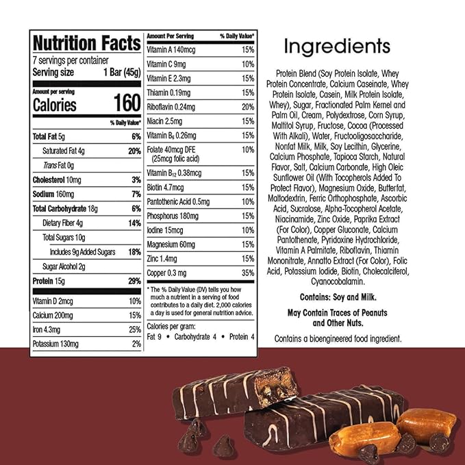 BestMed - High Protein Nutrition Bar - Low-Carb, 15g Protein, Low Sugar, High Fiber, Low Calorie, Meal Replacement Bar (Caramel Cocoa, 4 Box - 28 Count)