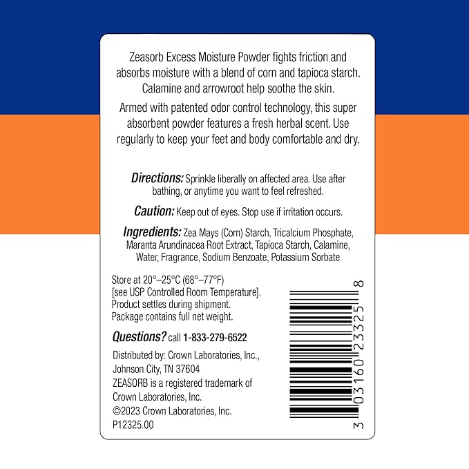 Zeasorb Body Powder, Foot & Body | Excess Moisture Control | Dermatologist Recommended | Friction-Fighting Formula | 2.5 oz Pack of 2