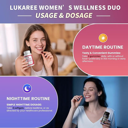 Lukaree Evening Primrose Oil & Cranberry Wellness Duo – Supports Urinary Health, Hormonal Balance, Skin Health, Stress Relief, and Relaxation – Daytime Clarity & Nighttime Calm – 30-Day Supply