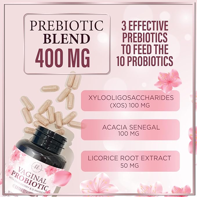 Vaginal Probiotics for Women - Gently Support Feminine Health, pH Balance, Healthy Odor & Vaginal Flora - 50 Billion CFU per Capsule - Improved Formula with Lactobacillus & Cranberry - 120 Capsules
