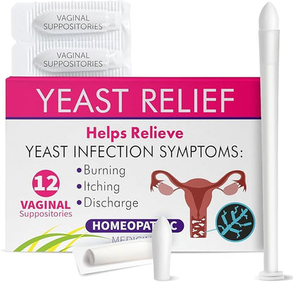 Yeast Infection Treatment for Women | Boric Acid Suppositories For Women | Helps Relieve Itching & Irritation | Vaginal Aid for Inflammation, Dryness & Watery Discharge | 12 Vaginal Suppositories