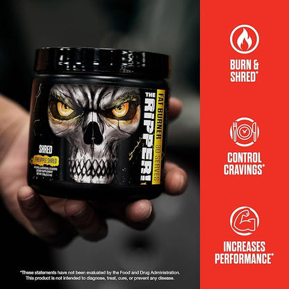 JNX SPORTS The Ripper! Fat Burner Pre Workout for Men & Women – Thermogenic Fat Burning Powder & Appetite Suppressant, Boost Energy & Endurance – Blue Raspberry, Pre Workout Packets, 5x5 g Sticks