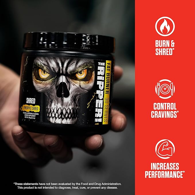 JNX SPORTS The Ripper! Fat Burner Pre Workout for Men & Women – Thermogenic Fat Burning Powder & Appetite Suppressant, Boost Energy & Endurance – Pineapple Shred, 30 Servings