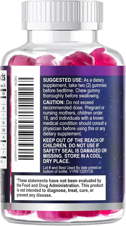 Sleep Gummies - 8mg Melatonin Per Serving - With Passiflora Extract for Restful Sleep - Fast Acting Melatonin Sleep Gummy Supplement for Adults, Vegan, Non-GMO, Tasty Strawberry Flavor - 60 Gummies