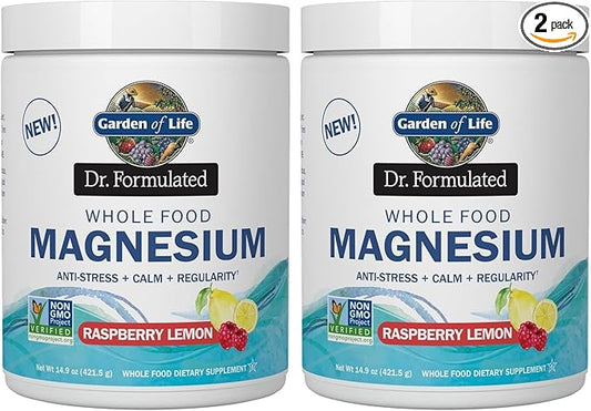 Garden of Life Dr. Formulated,Whole Food Magnesium,Raspberry Lemon,14.9 oz (421.5 g),(Pack of 2)