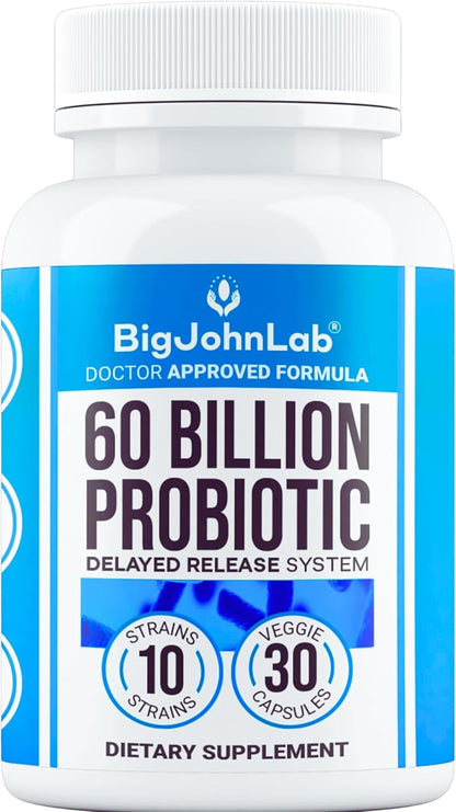 BIGJOHNLAB® - Probiotics for Boost Weight Management - 6 Probiotic Strains - Prebiotics - Key Ingredient Cayenne & Green Tea - Supports Gut Health - Weight Management for Women & Men - 30 CT