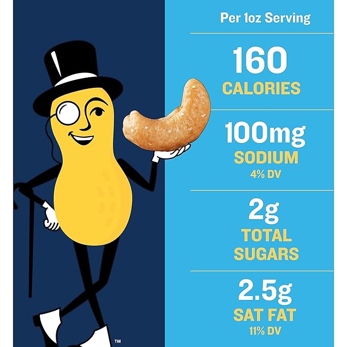 PLANTERS Salted Cashew Halves & Pieces, Party Snacks, Plant-Based Protein 8oz (1 Canister)