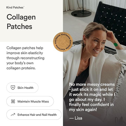 Kind Patches Collagen Patches - Skin Firming with Vitamin C, Amino Acids - Nature's Hyaluronic Acid for Hydration, Healthier Hair and Nails - 30 Count