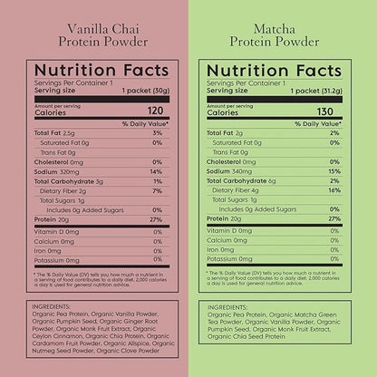 Truvani Vegan Pea Protein Powder | Sample Pack | 20g Organic Plant Based Protein | 8 Single Serving Packets | Keto | Gluten & Dairy Free | Low Carb | No Added Sugar