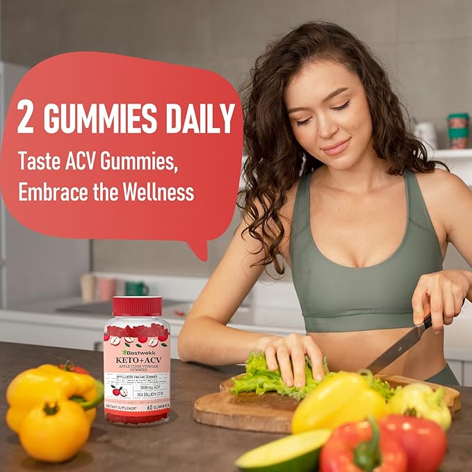 Apple Cider Vinegar Gummies, Max Strength 2000mg ACV Gummy with Probiotics, B12 and Keto Support, For Digestion, Metabolism, Detox, Gut & Immune Health, Gelatin-Free, Non-GMO, 120 keto acv gummies