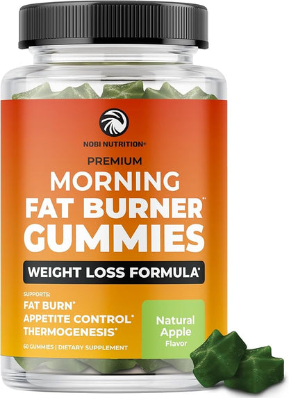 Morning Fat Burner Gummies | Weight Loss for Women & Men | Appetite Suppressant & Metabolism Booster | Thermogenic Belly Fat Burner with Green Tea, Garcinia, Green Coffee Bean & More | 60 Gummies