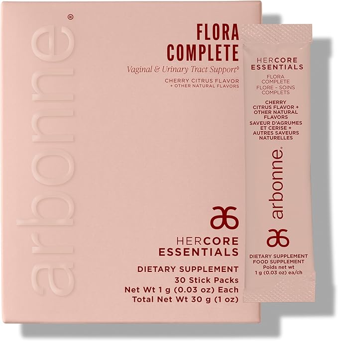 HerCore Essentials Flora Complete - Women’s Vaginal Probiotics Supplement with 4 Clinically Studied Strains – Supports pH Balance for Women & Immune Function – Cherry Citrus Flavor – 30 Stick Packs
