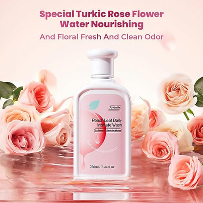 Peach Leaf Feminine Wash For intimate area Hygiene and Itchy, pH Balanced Body Wash with Lactic Acid For Sensitive Skin, Gentle Hydration, Odor Neutralization & Daily Hygiene, 220ml/7.44oz