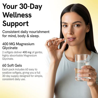 Magnesium Glycinate Gummies 400mg - Sleep Gummies for Kids & Adults - Magnesium Glycinate Chewable High Absorption for Muscle Recovery, Better Sleep & Relaxation (Magnesium Glycinate Softgels)