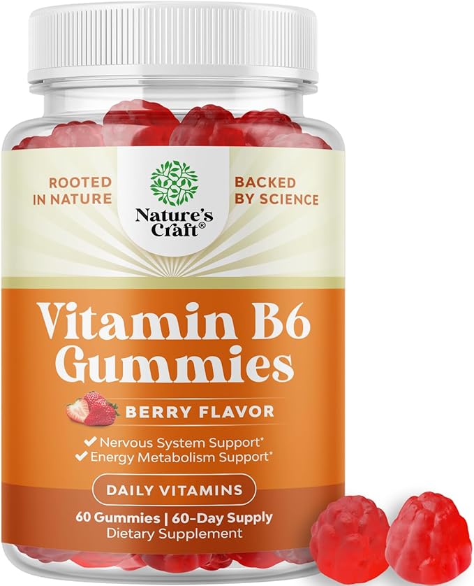 Potent Vitamin B6 Gummies for Adults - Vitamin B6 50mg Per Serving Gummy Vitamins for Women and Men for Immune Nerve and Mood Support - Vegan Kosher B6 Vitamins Gummies for Women and Men - 60 count