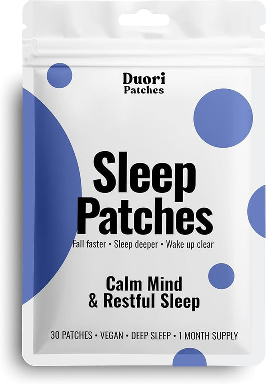 DUORI Sleep Patches for Adults - Valerian Root - Melatonin Free - Natural Sleep Aid with 5-HTP and Ashwagandha - 30 Patches