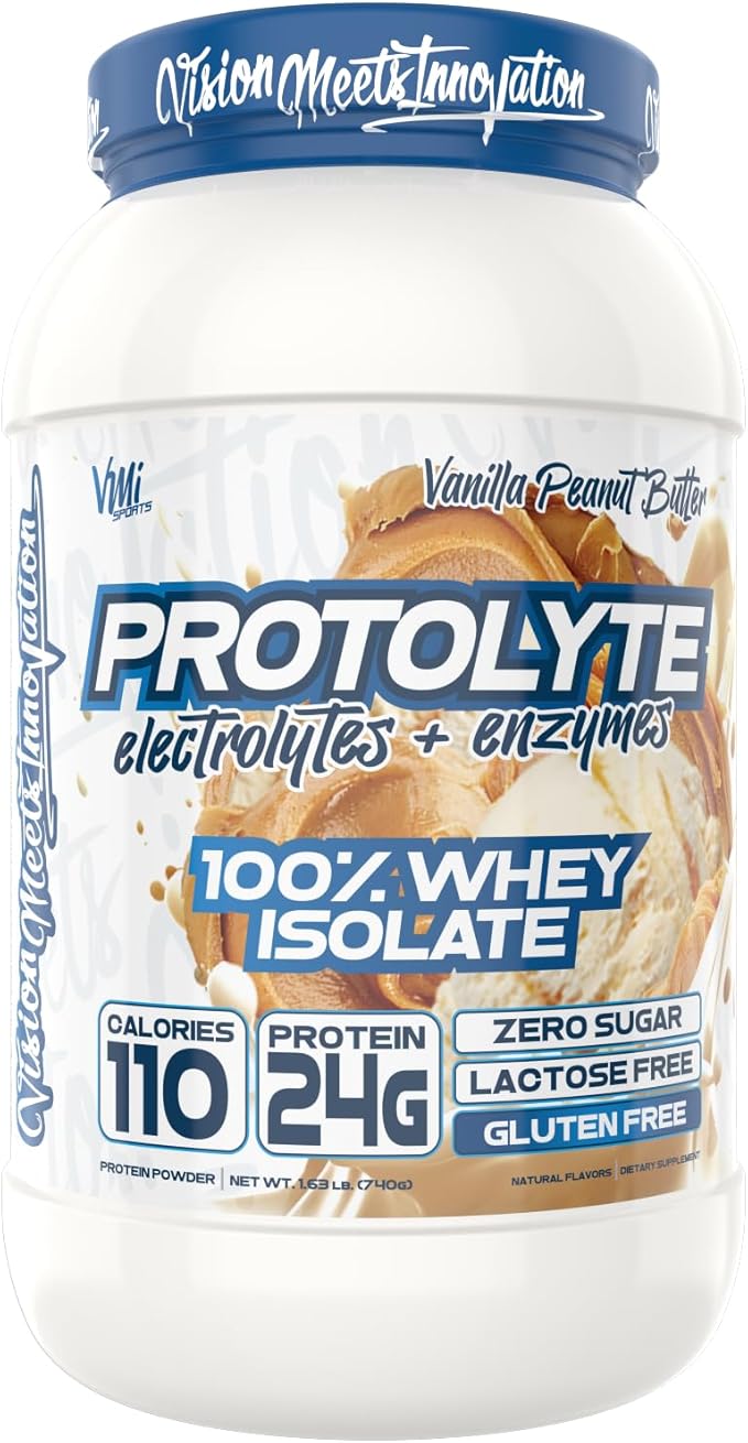 VMI Sports | ProtoLyte Whey Isolate Protein Powder | Low Calorie Whey for Weight Loss and Muscle Gain | Digestive Enzymes | Non-GMO (1.6 lb, Vanilla Peanut Butter)