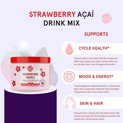 Peach Perfect Inositol Powder Multivitamin, Strawberry Acai Flavor – 3 – Supports Women’s Health, 30 SVG
