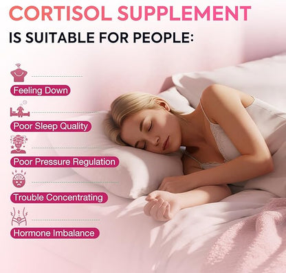 Cortisol Supplement for Women, 17-in-1 Hormone Harmony for Women, Cortisol Reducer with Ashwagandha, Rhodiola Rosea, Magnesium Glycinate, Omega-3, for Mood, Focus, Sleep Support, 60 Capsules