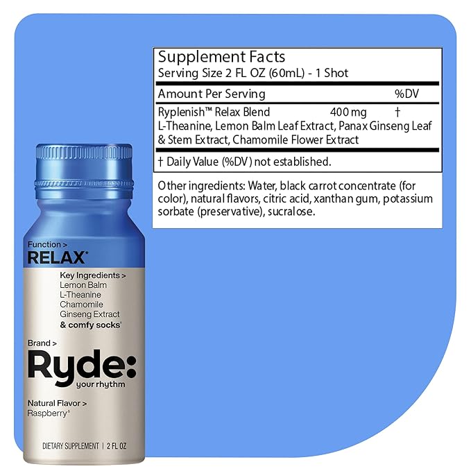 Ryde: Discovery Pack | Energize, Focus & Relax Shots | Green Tea Caffeine, Taurine, Ginseng, B Vitamins, L-Theanine, Lemon Balm, Chamomile | 0 Calories, 0 Sugar | Variety Pack – Try Them All (24 Pack)